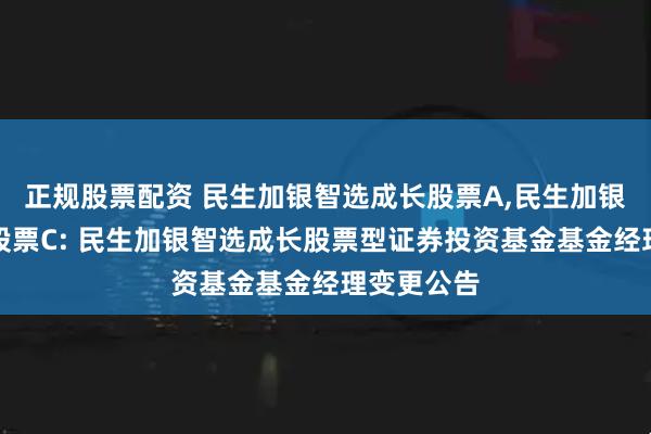 正规股票配资 民生加银智选成长股票A,民生加银智选成长股票C: 民生加银智选成长股票型证券投资基金基金经理变更公告